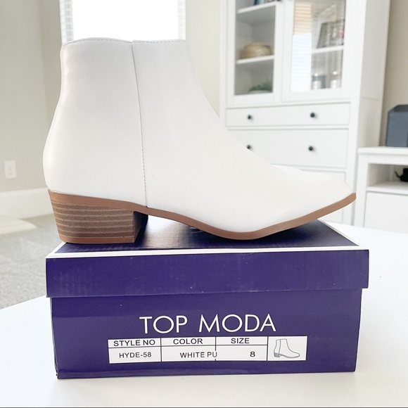 Top Moda White Ankle Boots Hyde-58 - Picture 9 of 12